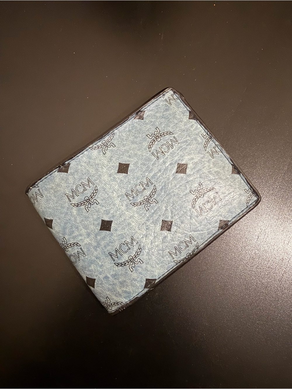 MCM Light Blue Monogram Card & Key Holder